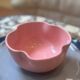 Handmade enameled ceramic bowl with pink clover flower Barbapapa