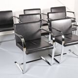 Set of 6+1 Mies van der Rohe Brno black Bauhaus chairs