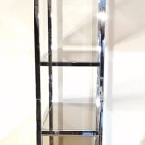 Designer shelf in chrome metal and smoked glass vintage 1970