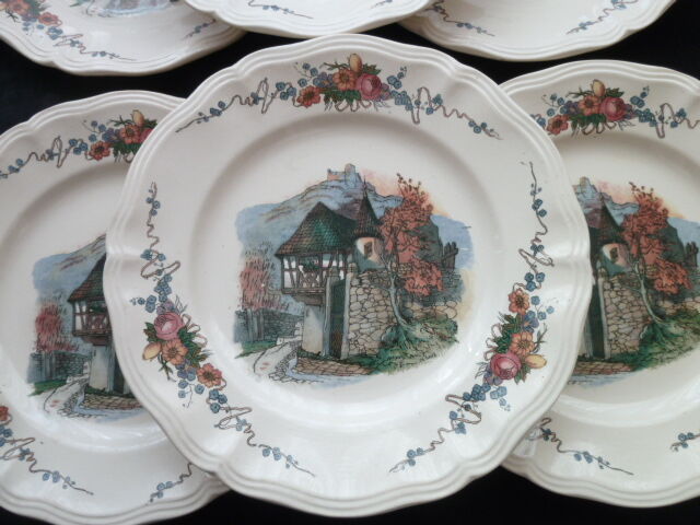 Set of 6 plates Digoin Sarreguemines Model Obernai Diameter 23 cm