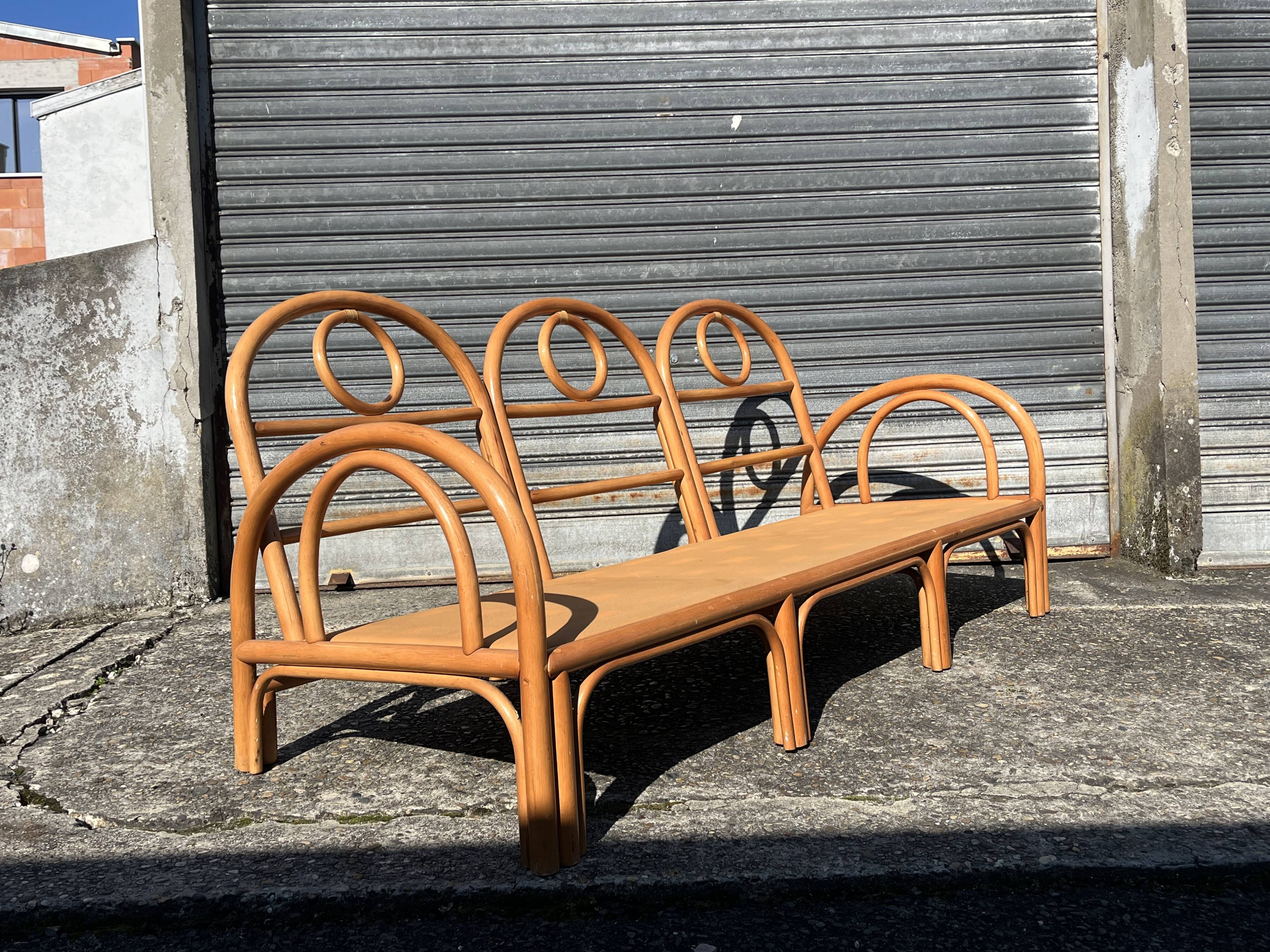 Vintage bamboo rattan sofa
