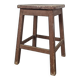 Brown painted wooden workshop stool with a patinated top.