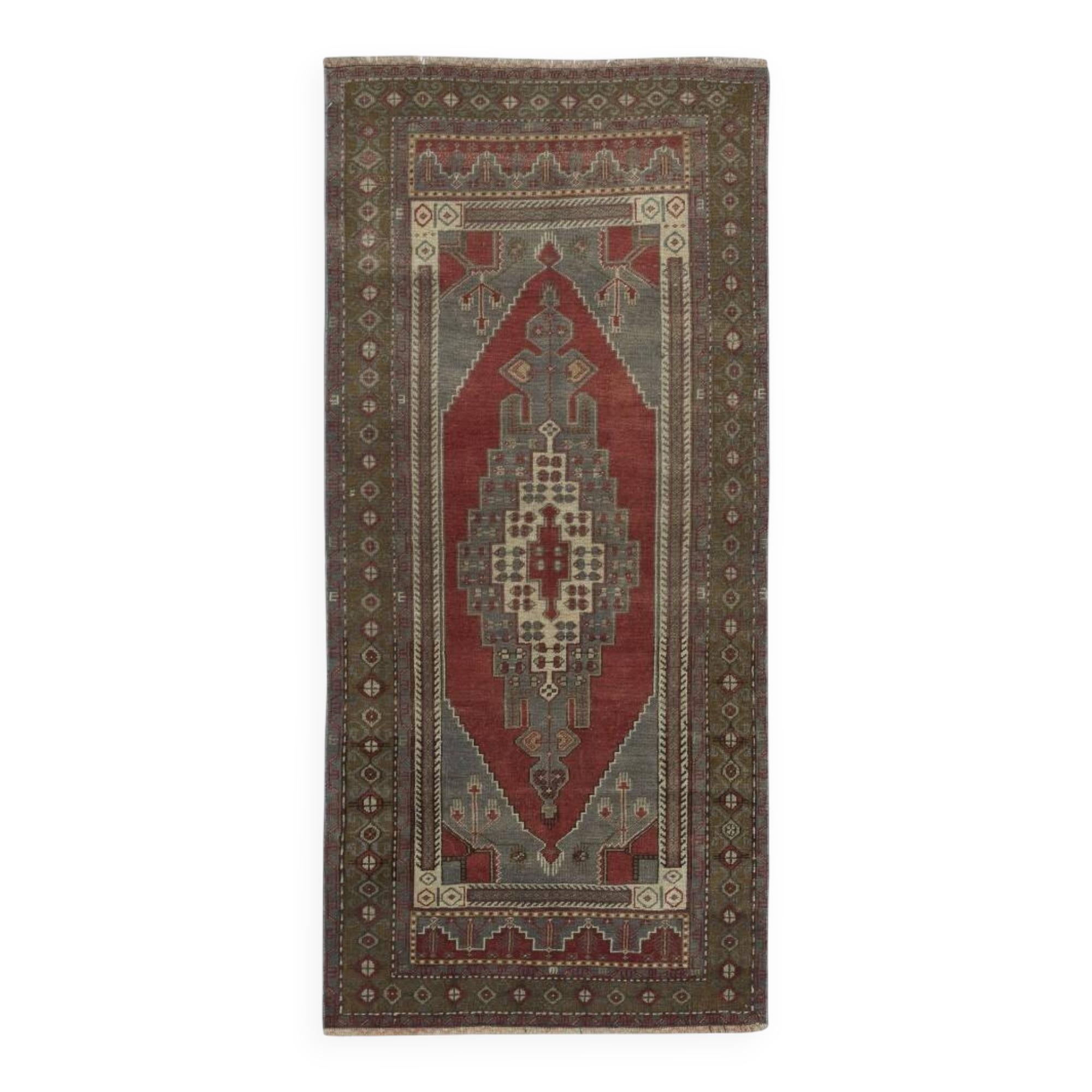 Vintage Turkish Oriental Rug. Ca 1960. One of a kind Handmade Tribal Rug. 100% Wool