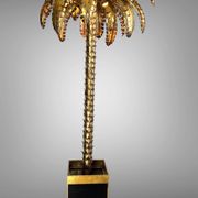 Lampadaire de style " jansen " en forme de palmier en métal doré de 181 cm