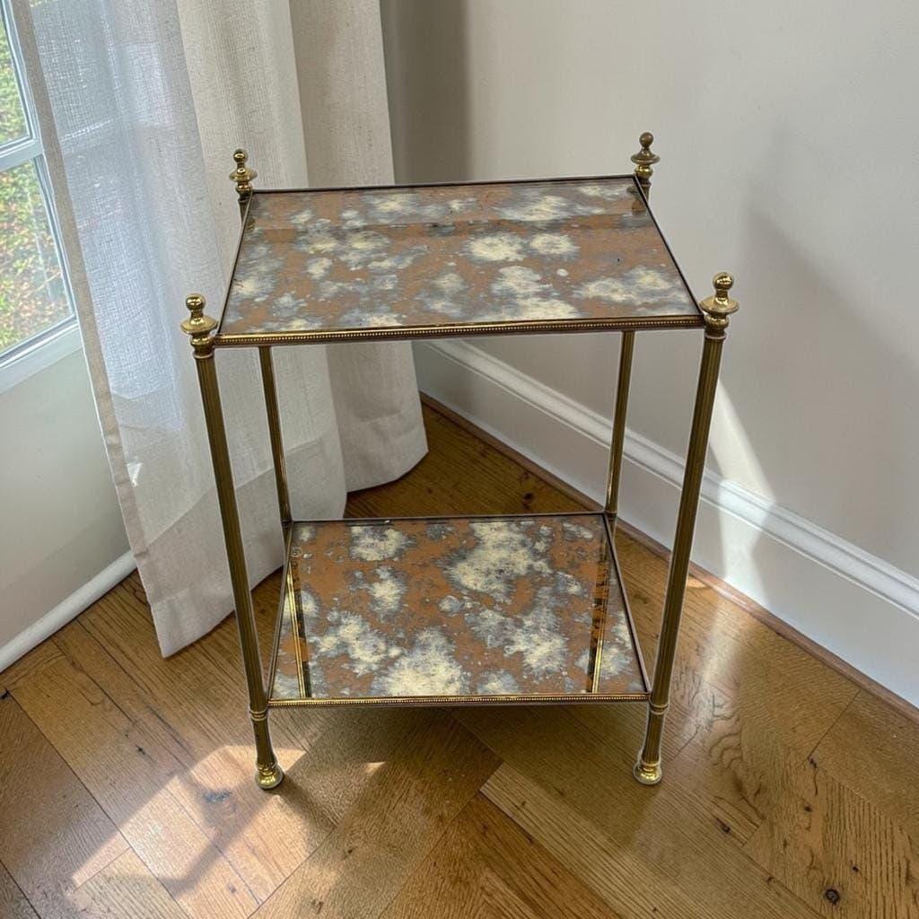 Vintage frosted glass shelf/side table/bedside table
