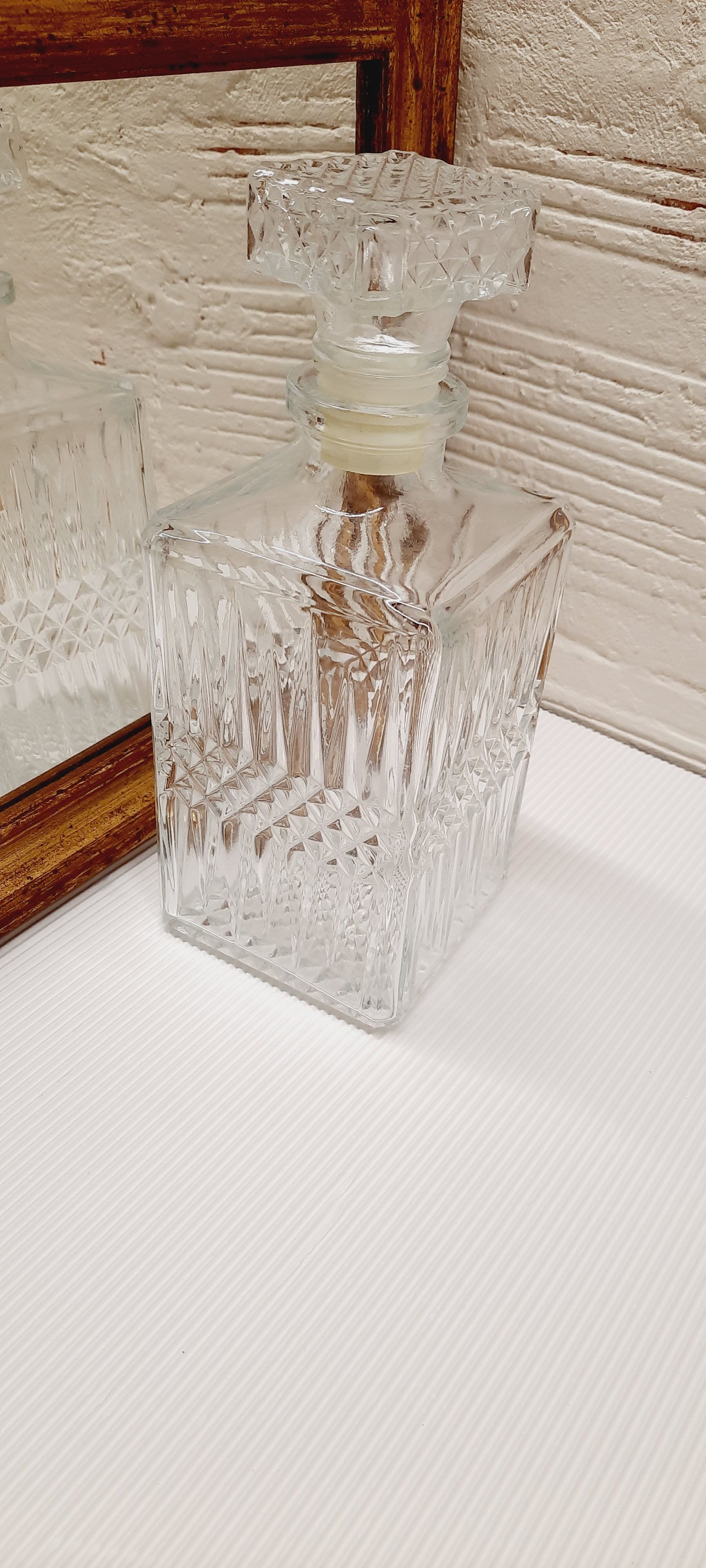 Carafe à whisky verre ciselé années 60