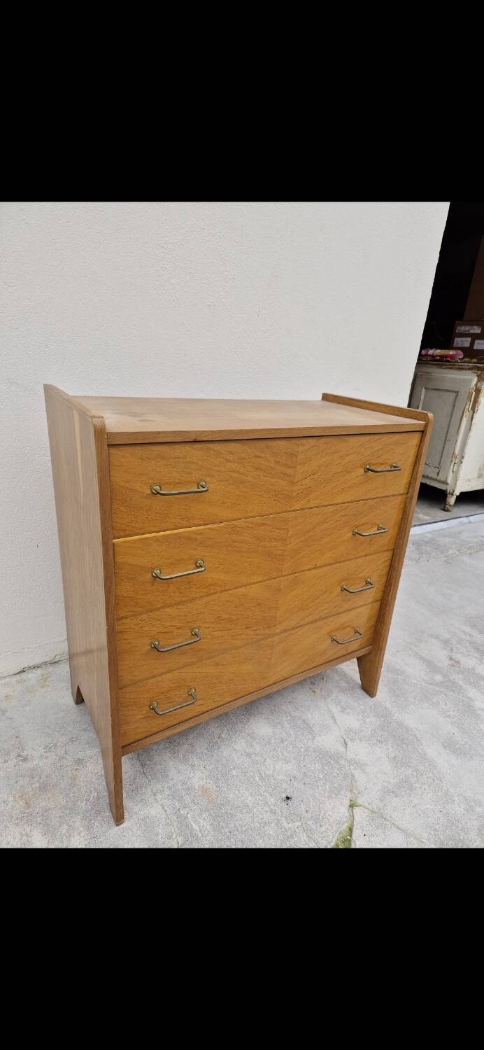 Vintage chest of drawers with compass feet, 1950s, 4 drawers