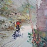 Paintings, oil on canvas, Moretti, 1970, set of 3