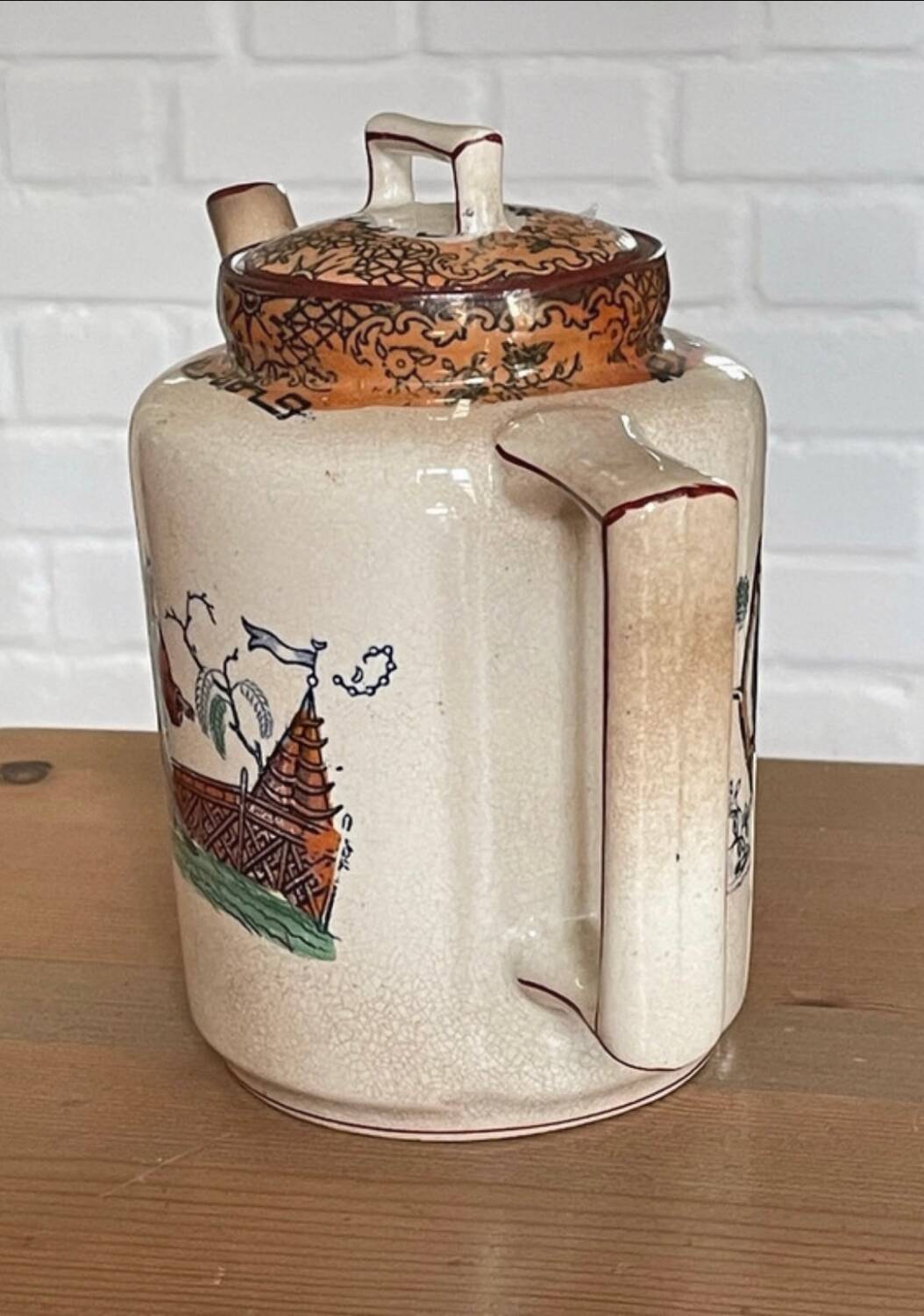 Old teapot with Asian decor K&G Luneville