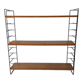 Wall shelves string in light oak 1960