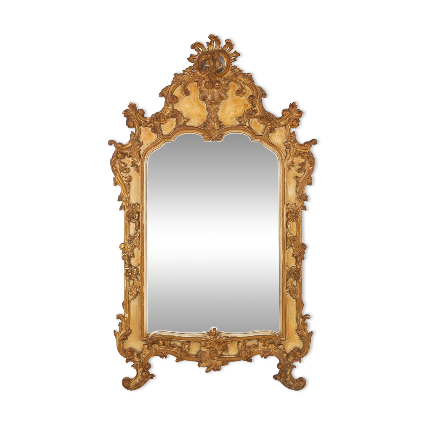 Timeless decorative rococo style gilted mirror in resin, Belgium 1950s