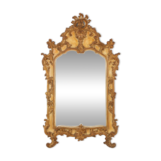 Timeless decorative rococo style gilted mirror in resin, Belgium 1950s