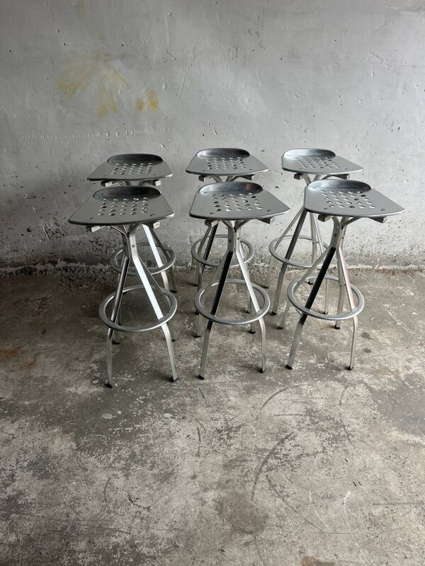 Tabourets de bar en aluminium industriel – ensemble de 6