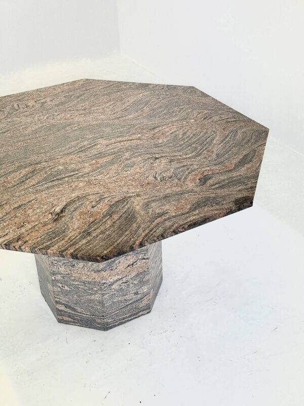 Table à manger octogonale vintage en granit, pierre naturelle