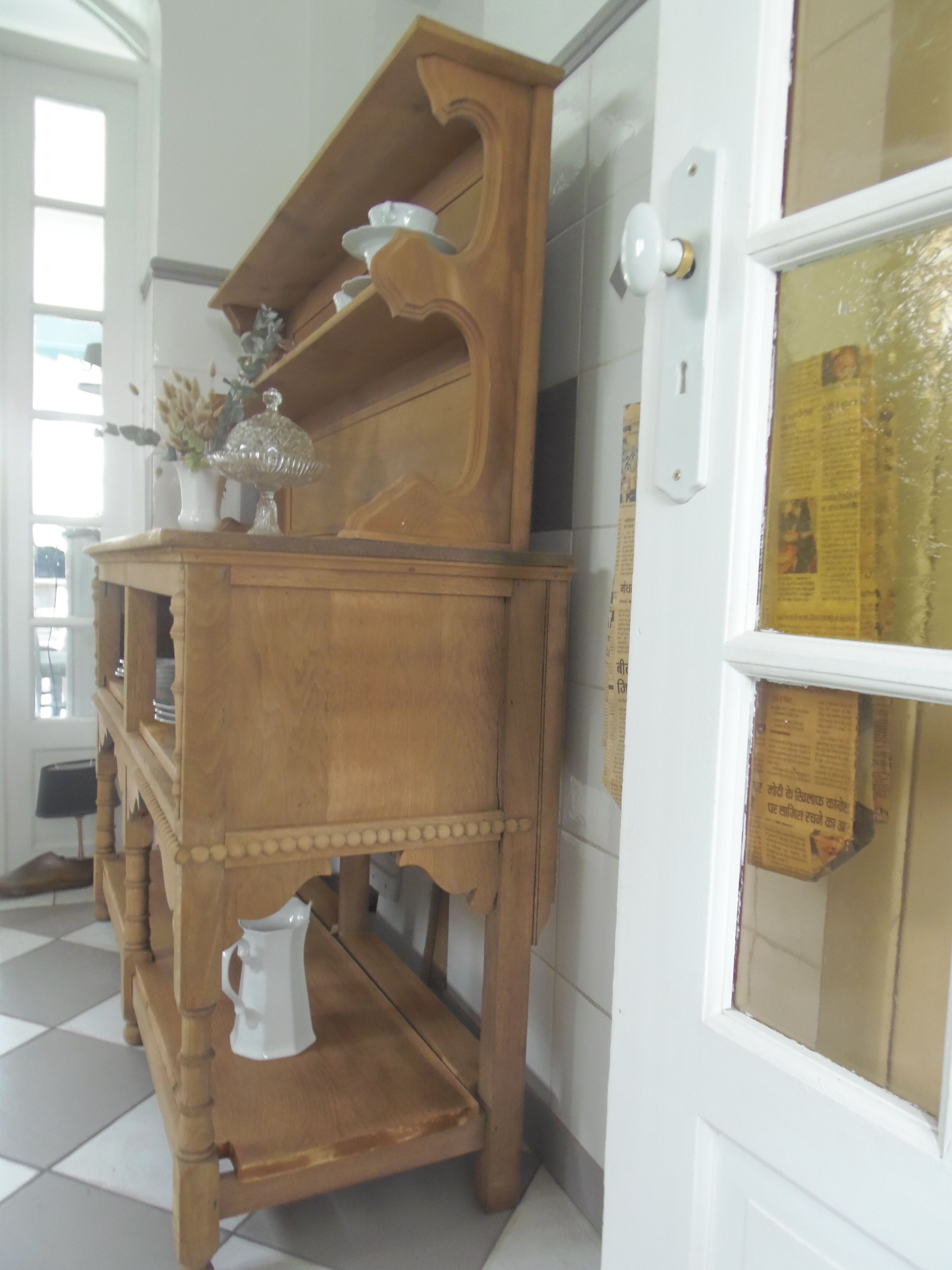Furniture of trade, vintage service the bottom in oak the top in walnut.