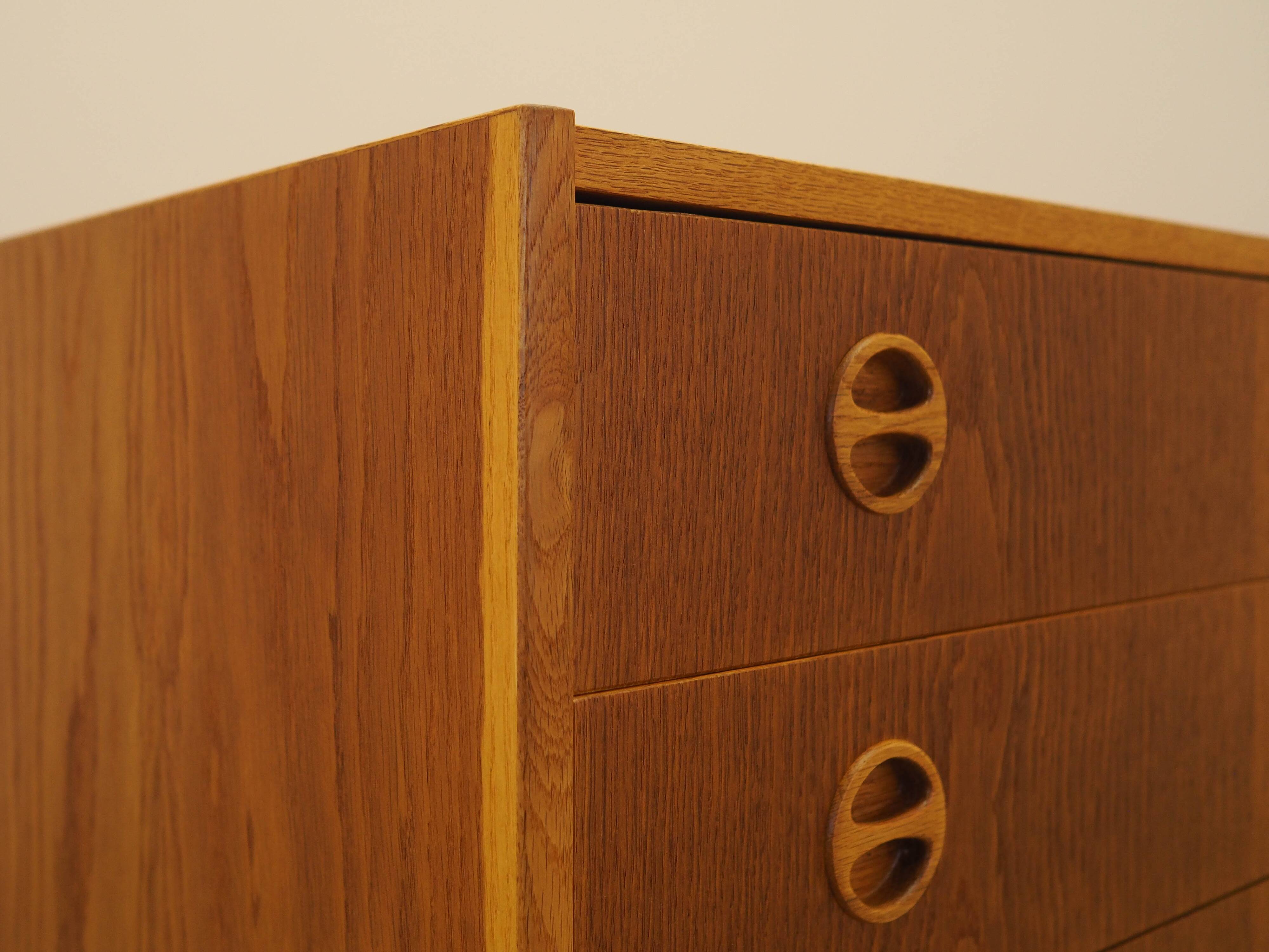 Ash chest of drawers 1970s with distinctive handles, Denmark