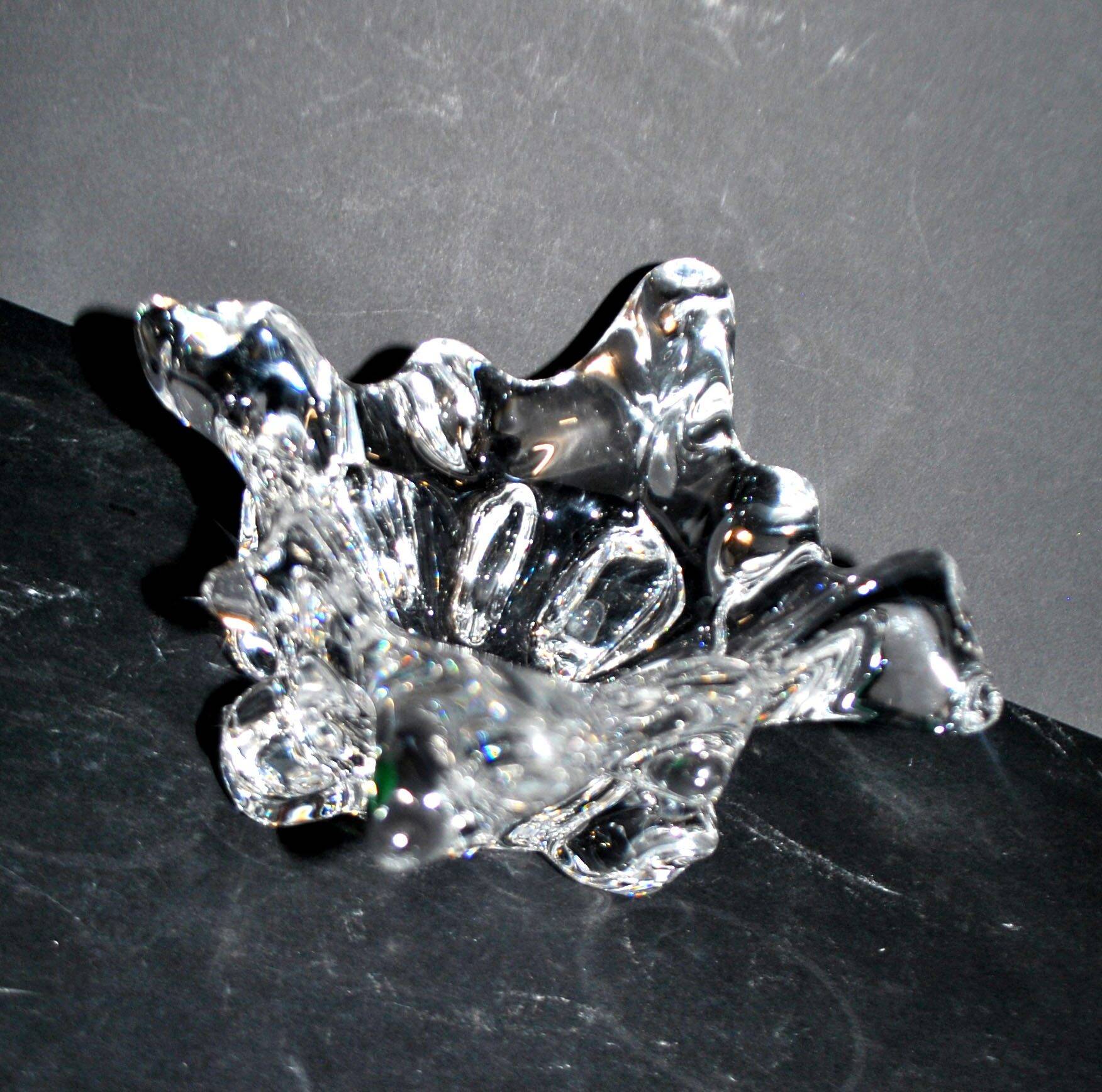 1960 design empty pocket coupe in free-form moulded crystal by Daum