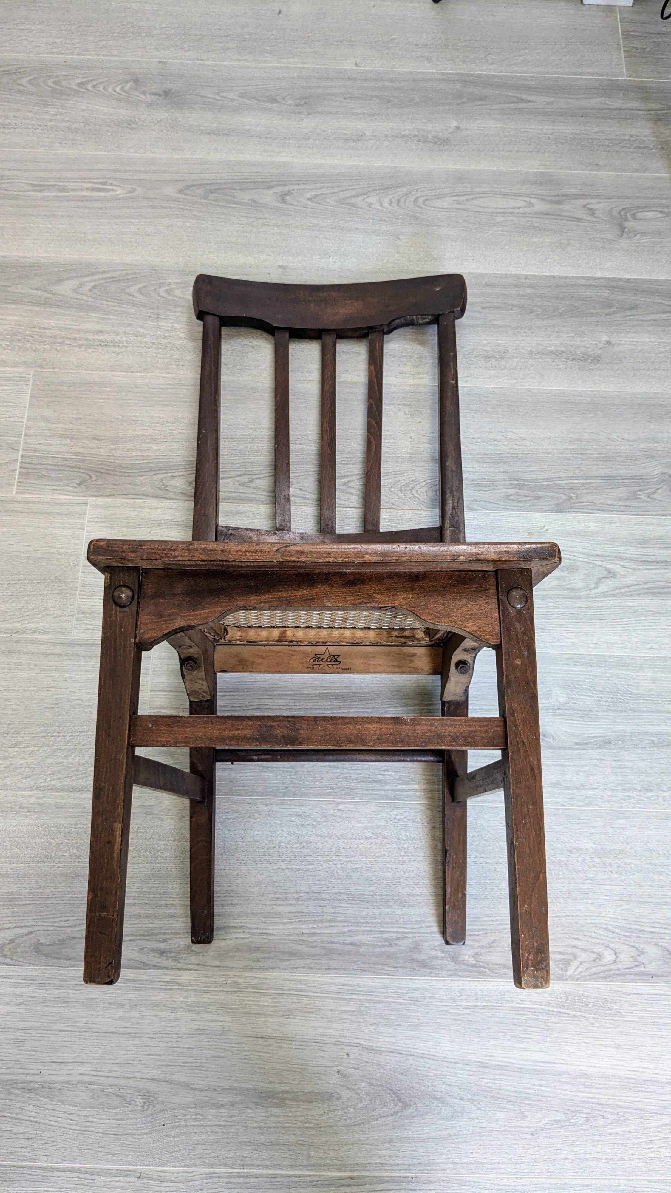 Stella nurse's chair in dark wood and cane