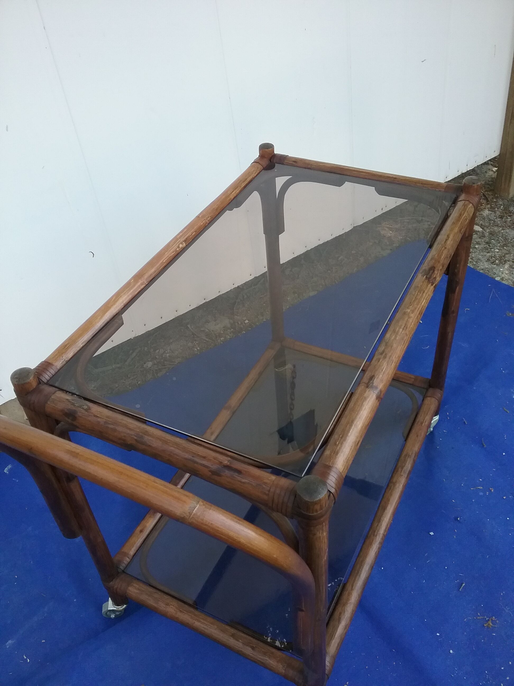 Vintage bamboo rolling trolley