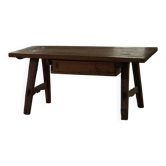 Dining table / desk in primitive French pine from the 18th century with a drawer.
