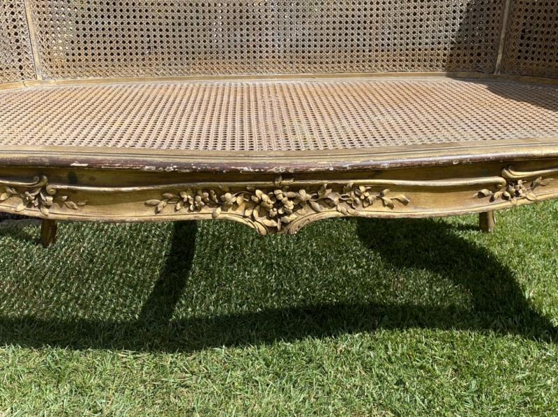 Sofa canage bench - gilded wood Louis XV style