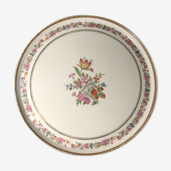 Limoges Raynaud porcelain pie dish with floral decoration