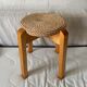 Tabouret design scandinave bois et corde 1970