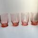 Set of 4 art deco pink water glasses 30s