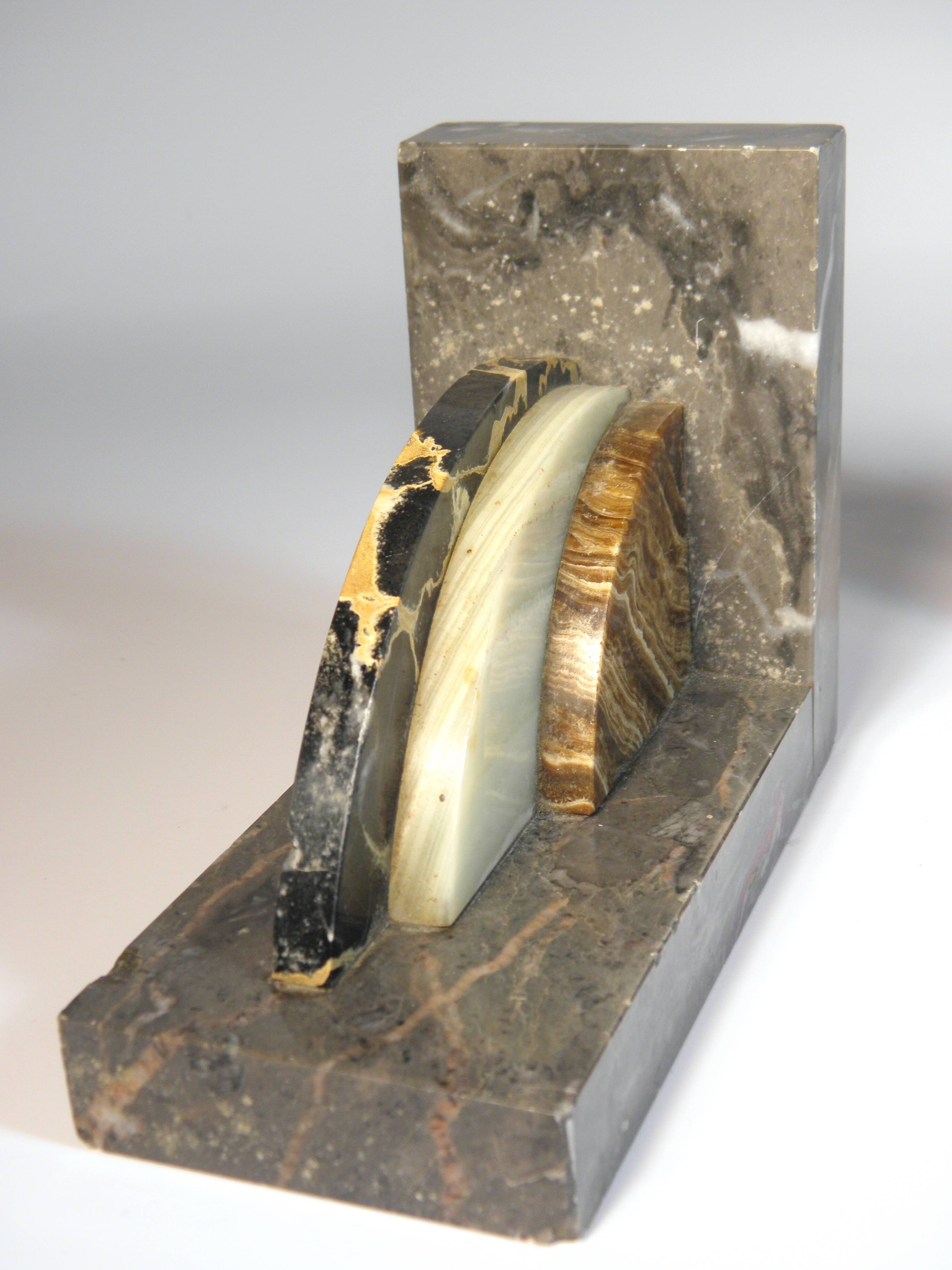 Marble and onyx bookends