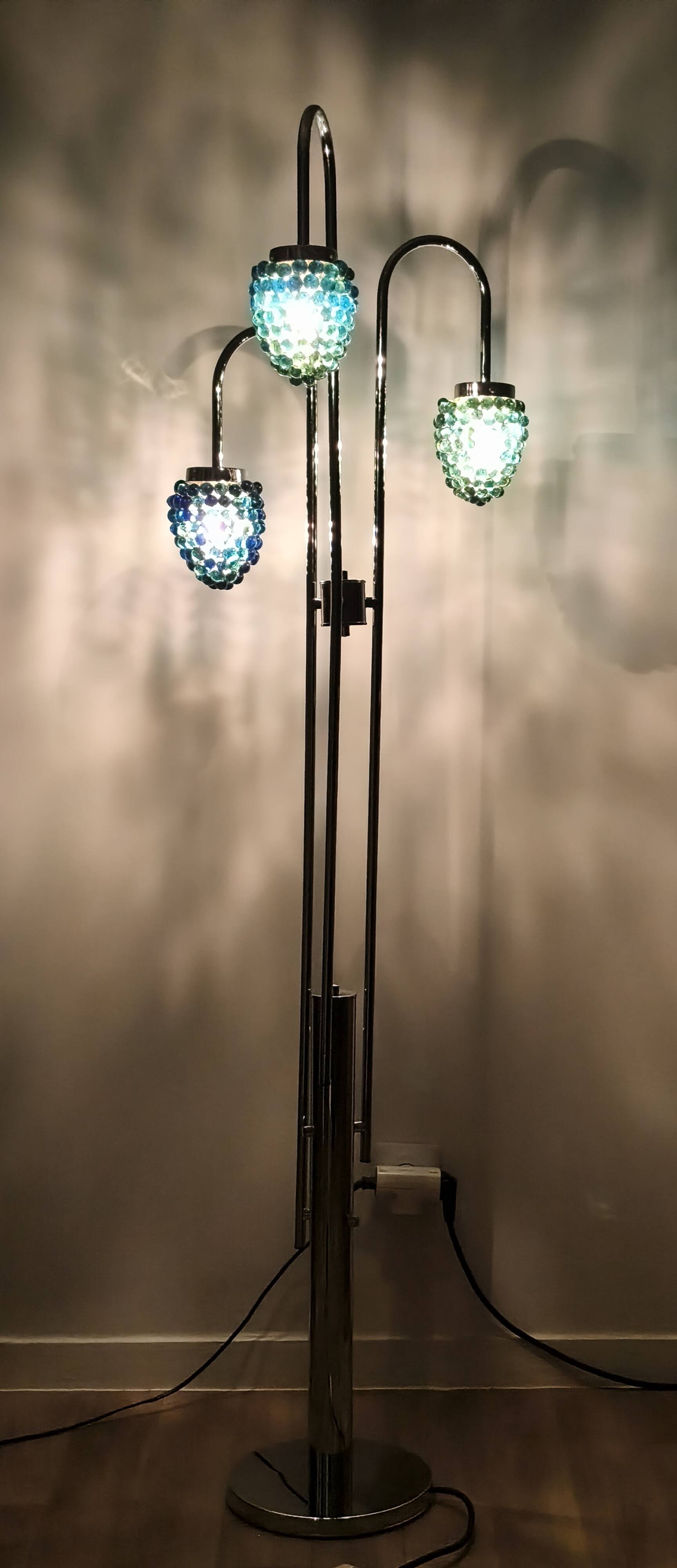 Lampadaire  cascade « Grappes de raisins » en verre multicolore