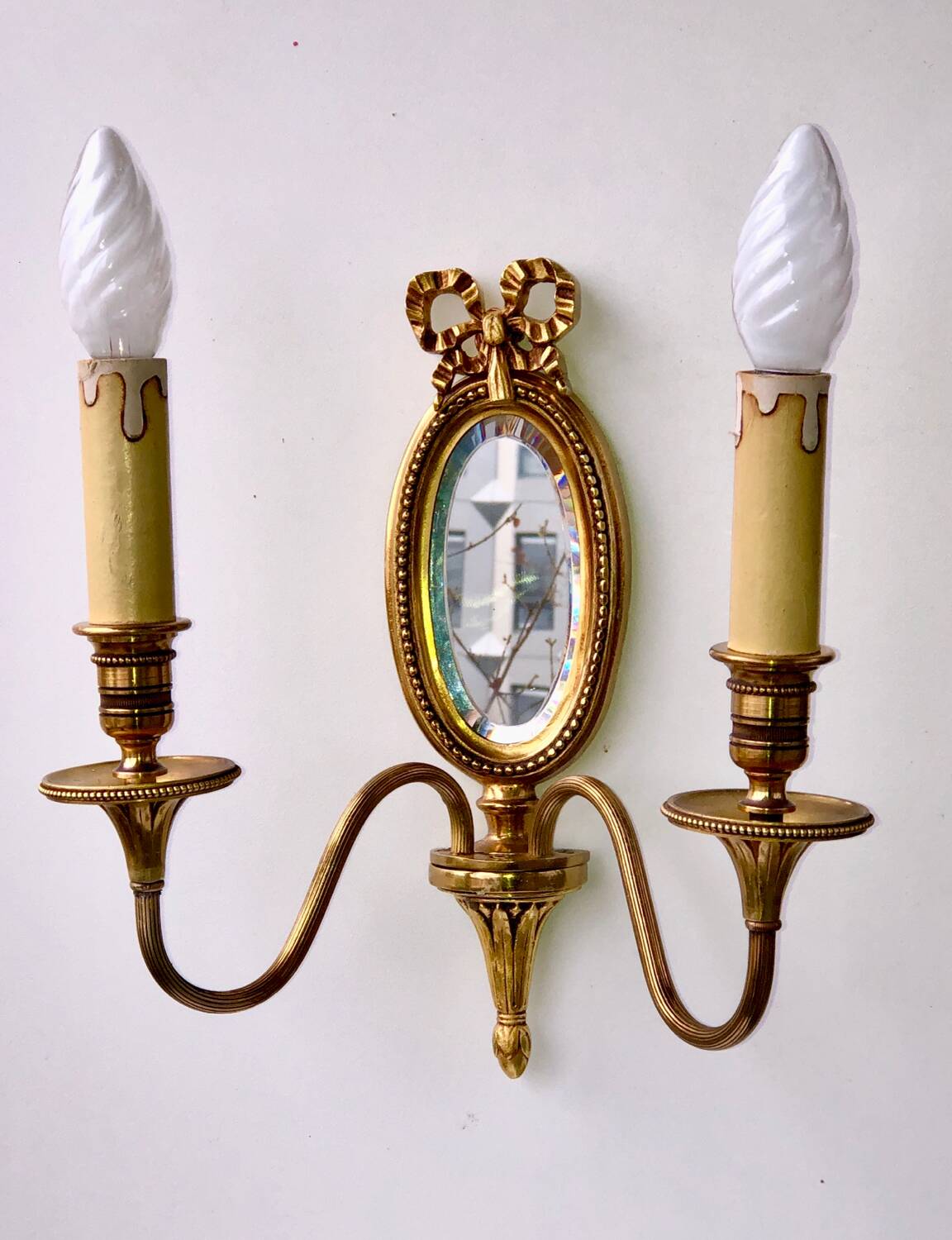 Louis XVI Wall Lamp Lucien Gau Mirror