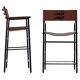 Pair of contemporary bar stools with dark brown leather backrest.