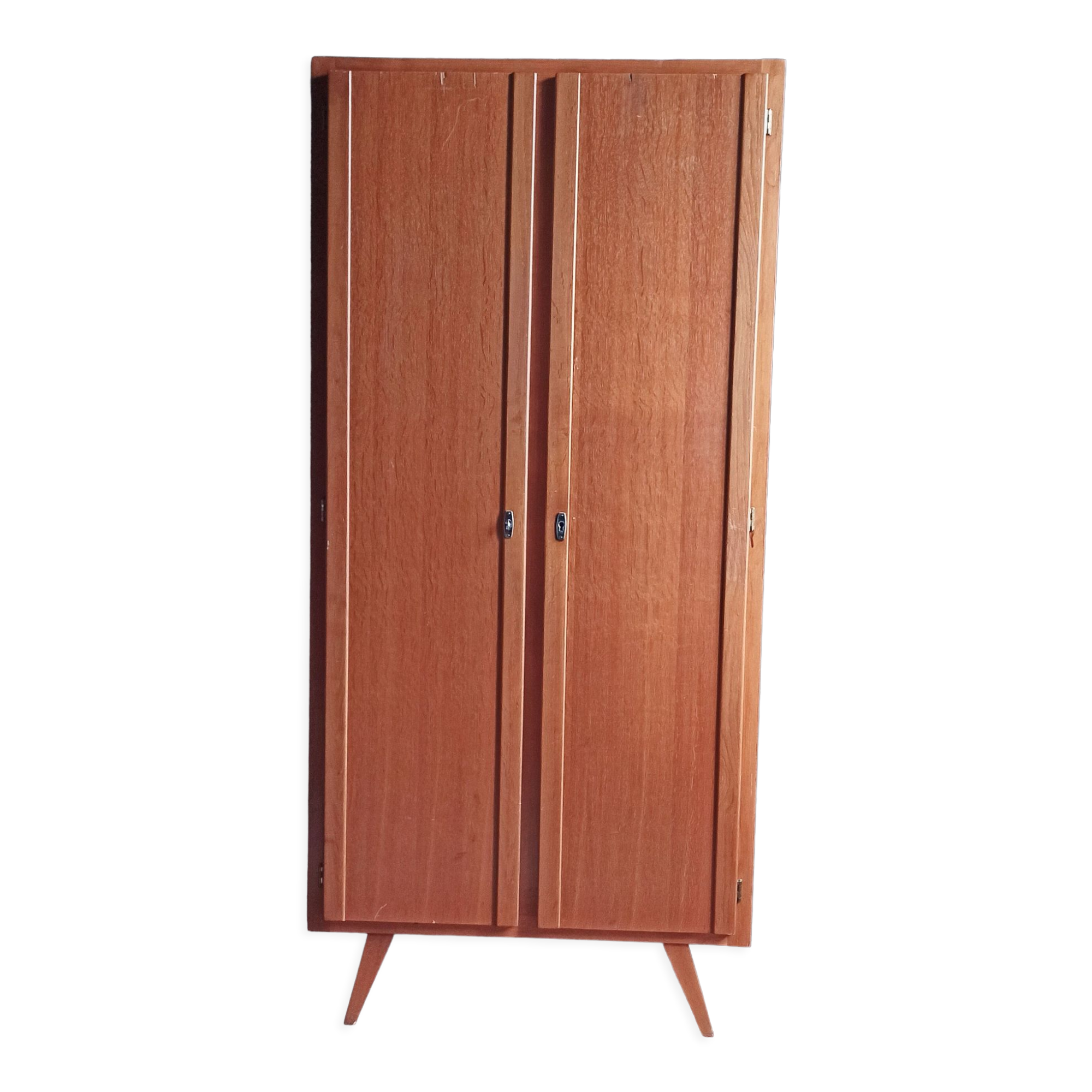 Parisian wardrobe / double wardrobe wooden cloakroom and vintage compass legs