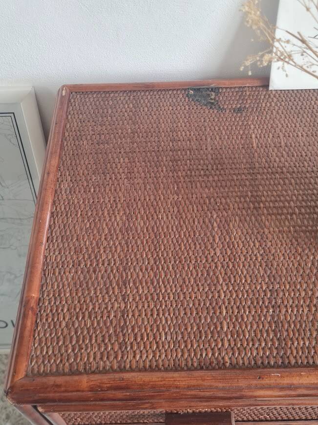 Vintage rattan chest of drawers circa 1960s