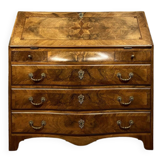 Superb curved scriban chest of drawers Louis XV period in burl and marquetry circa 1750