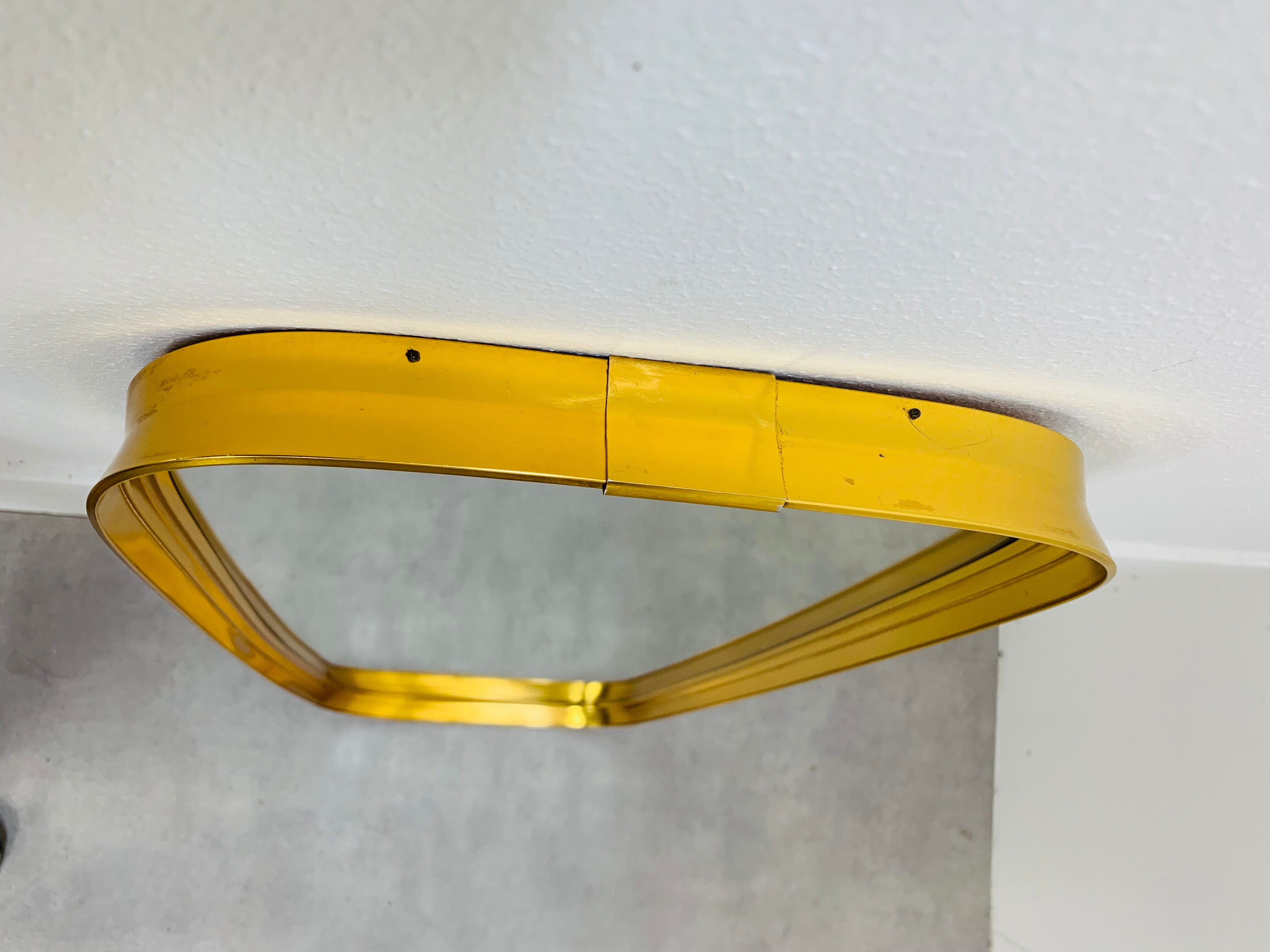 Mirror rearview mirror gold strapping Schönform 60s