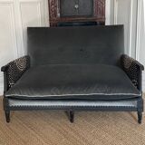 Small gray velvet style bench