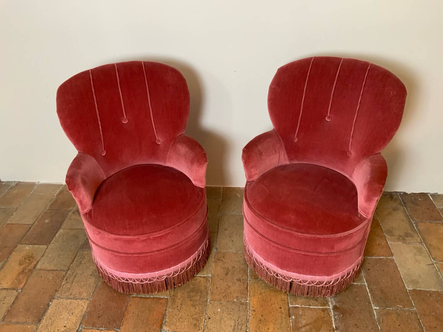Pair of toadstool armchairs