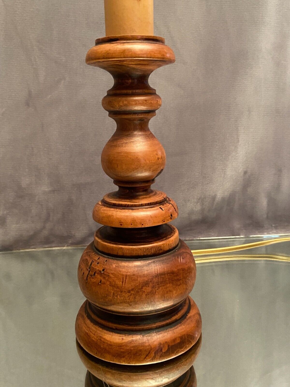 Rustic lamp foot in solid wood alder type