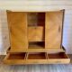 Vintage oak grand buffet Mid-Century Scandinavian with tapered legs from the 50s/70s.