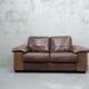 Italian Rattan and Leather Sofa, 1970s