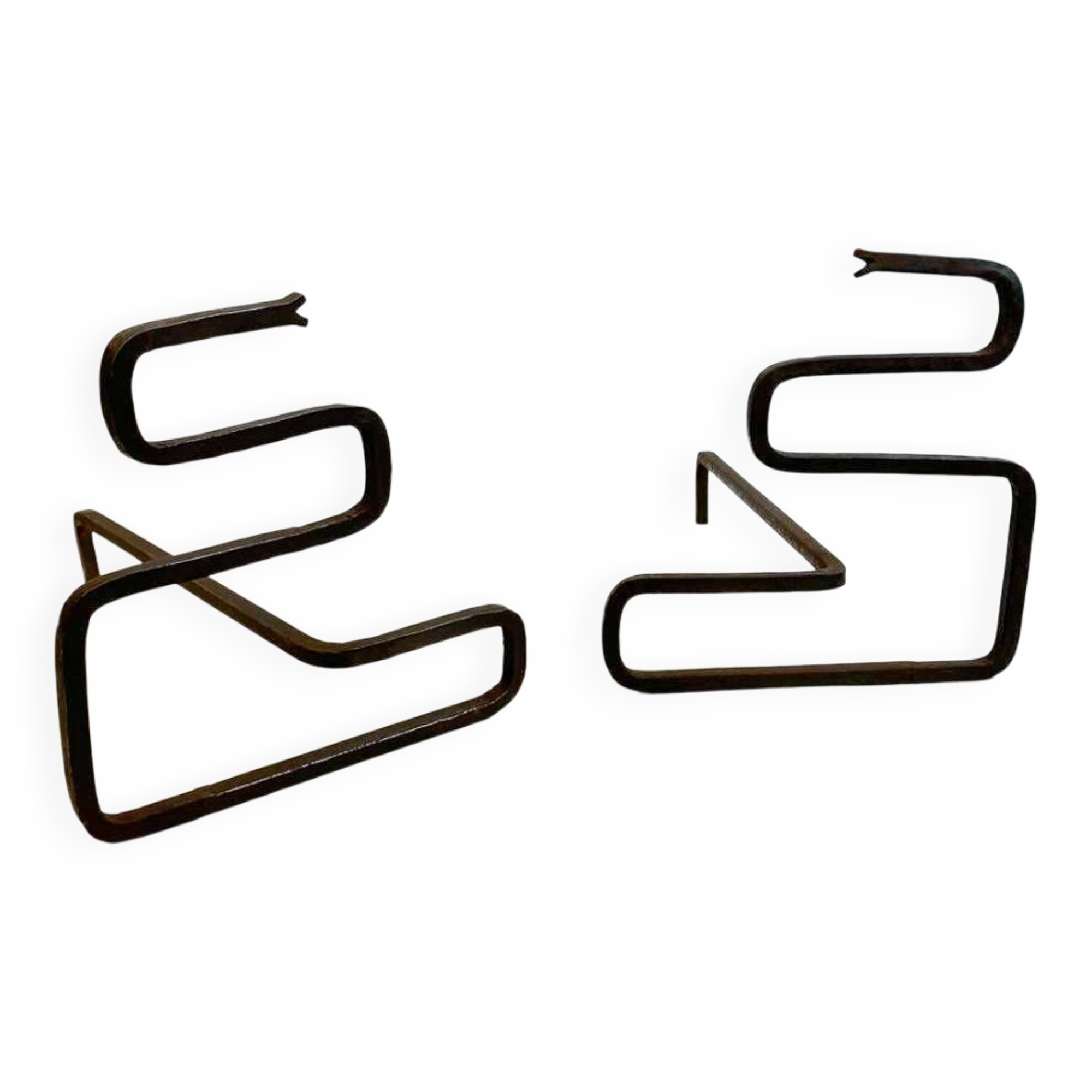 Pair of Mid-Century Modern Snake Firedogs, Wrought Iron, Italy, 1950s