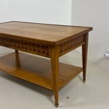Table basse vintage en chêne année 70