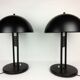Pair of vintage table lamps, black lace-up metal 1980