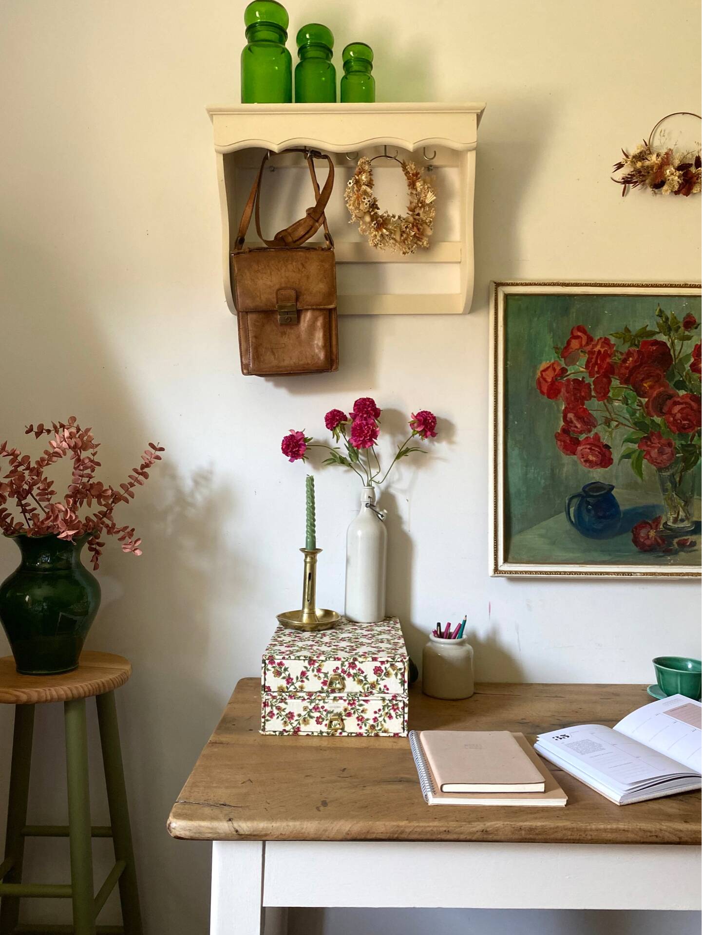 Antique wooden wall shelf