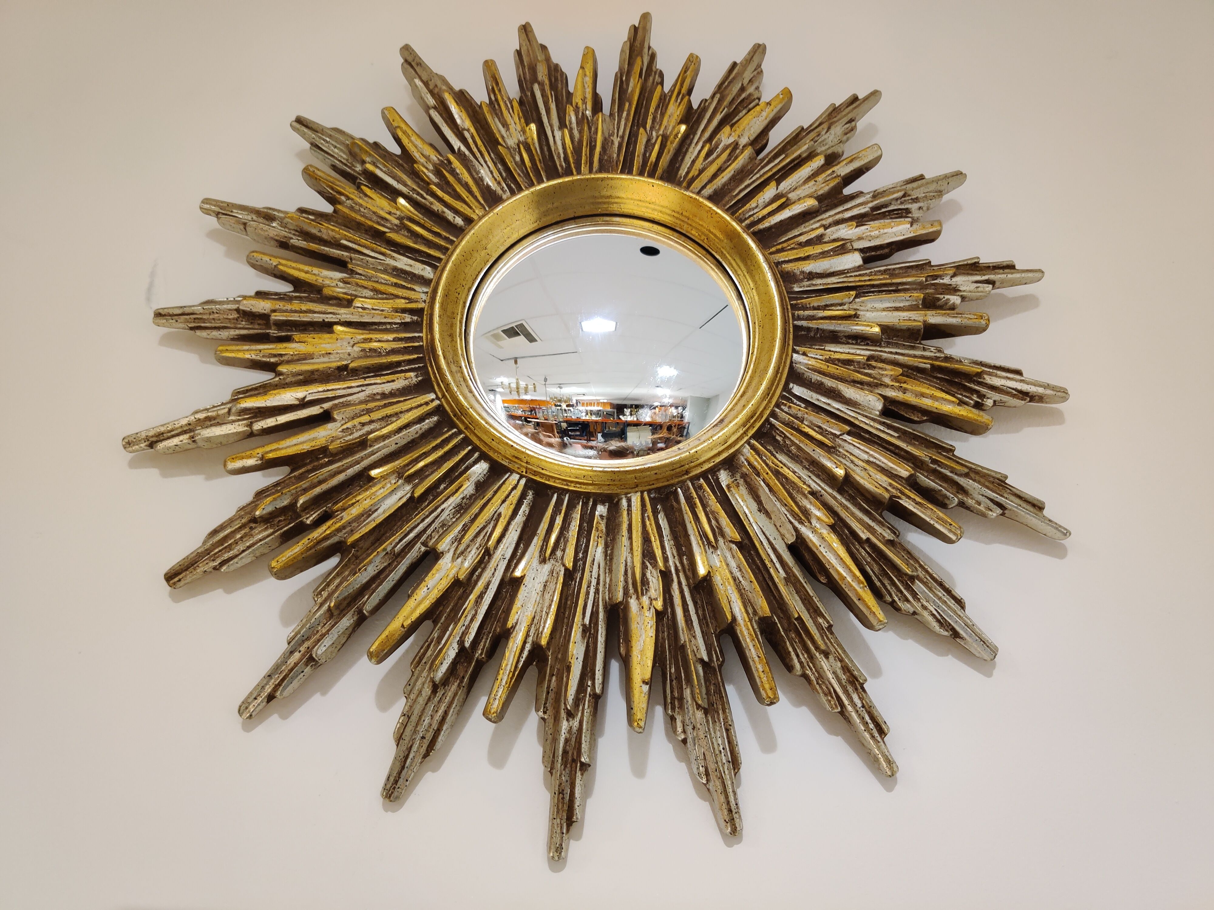 Mid century golden sunburst mirror 50cm