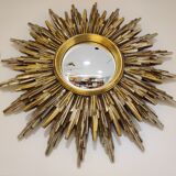 Mid century golden sunburst mirror 50cm