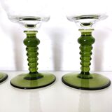 Set of 4 crystal glasses with green foot