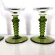 Set de 4 verres en cristal au pied vert