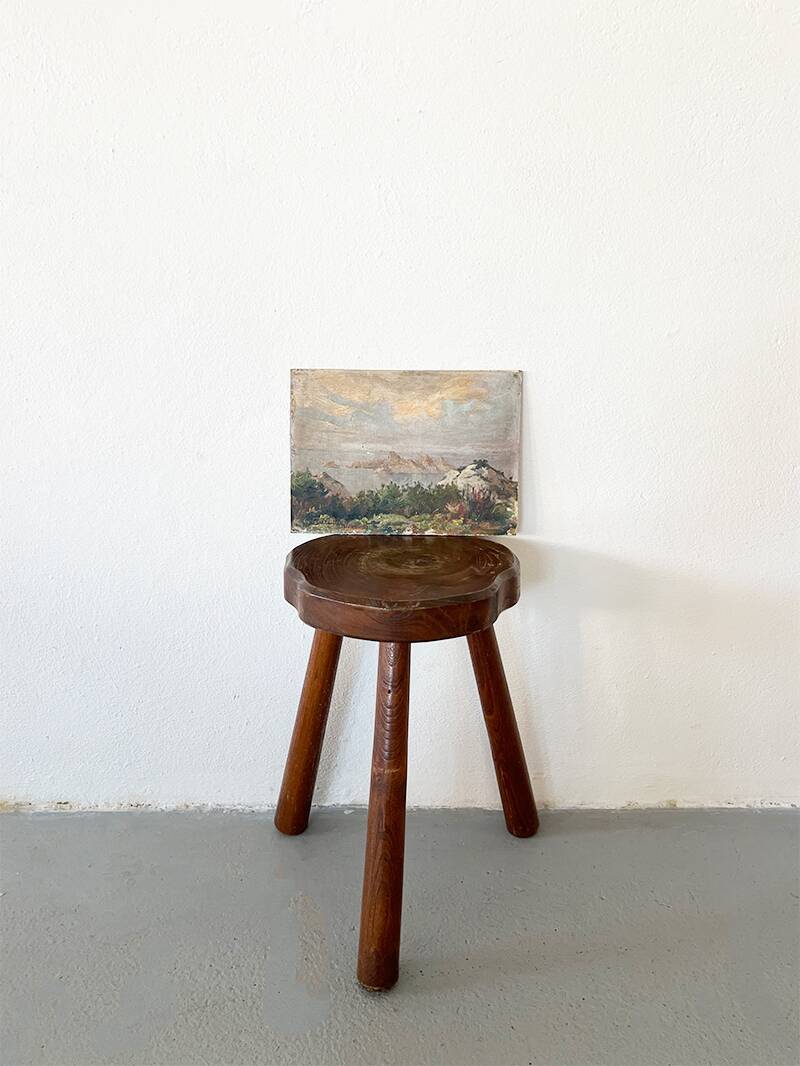 Painting “Seaside View”, oil on canvas glued on hardboard.
